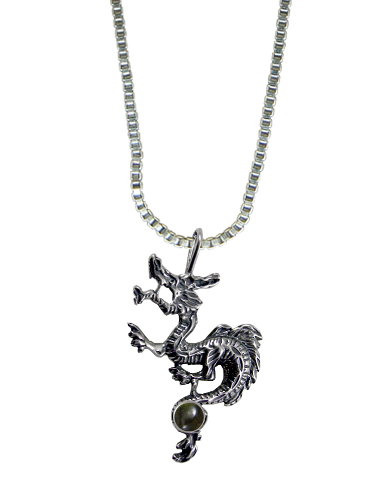 Sterling Silver Dragon King Pendant With Spectrolite
